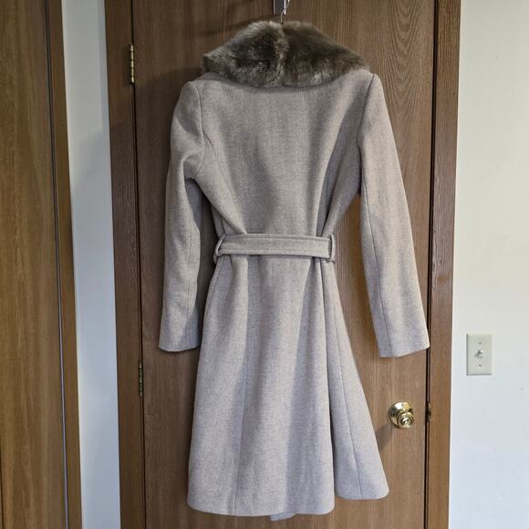 Lauren Ralph Lauren Wool Blend Faux Fur Collar A-Line Belted Coat - Picture 3 of 15